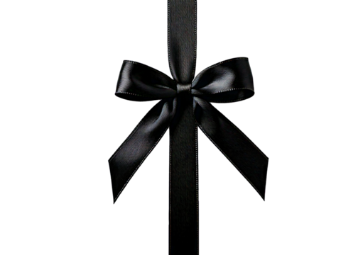 Black ribbon bow isolated on transparent or white background