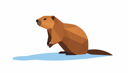 Cute cartoon illustration of a happy wild fish in the water and snow with an isolated tail symbol