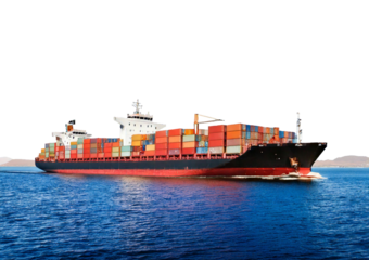 Cargo Ship isolated on transparent or white background