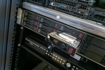 Data Storage Units in Server Rack Setup