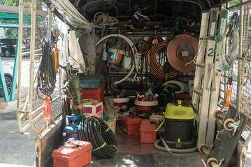 Organized Tools and Equipment in Van