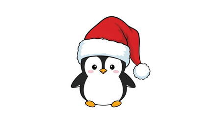 Obraz premium christmas penguin with santa hat