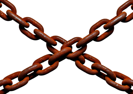 Rusty chain isolated on transparent or white background