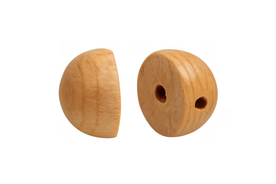 Wooden split beads in hemisphere shapes for crafts