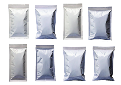 Set White paper bag package isolated on transparent or white background