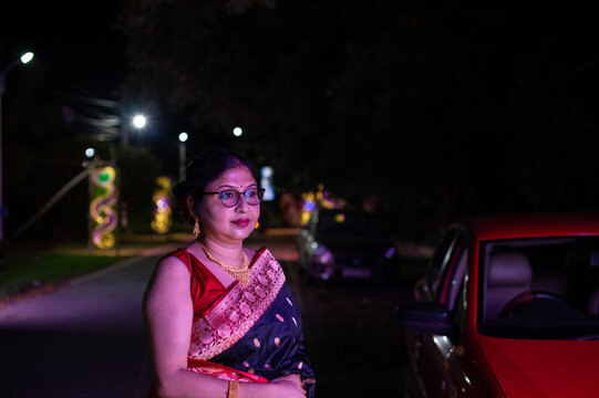 Beautiful Indian woman with Sari dress