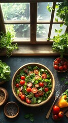 Fresh salad and cutlery