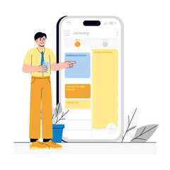 Boy making study schedule Illustration