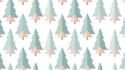 Fototapeta premium Christmas tree pattern with pastel colors on white background.