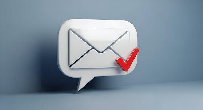 Successful Email Sent Confirmation Symbol on Blue Background. - Powered by Adobe