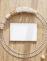 Mock up frame in children room, Scandinavian style interior background, 3D render