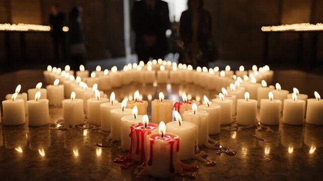 Star shaped candle arrangement glowing with remembrance and solemnity indoors