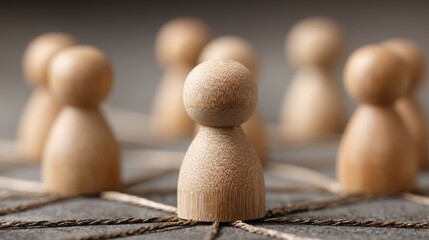 Group of wooden people collaborating and illustrating governance structures within a community and organizational framework