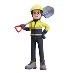 Female Handywoman Construction Worker holding a shovel