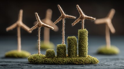 A group of wind turbines standing tall in a landscape representing green energy consumption and sustainable practices