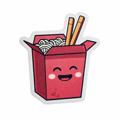 Cute happy noodle box with chopsticks sticker