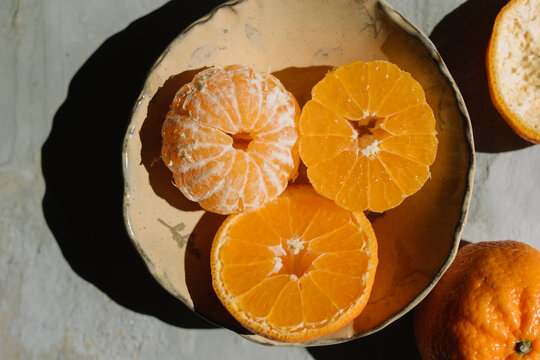 Beautifully Peeled Oranges on Display