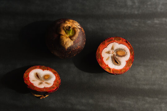 Sliced Mangosteen Revealing Inner Beauty