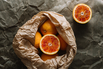 Oranges and sliced orange aesthetic display