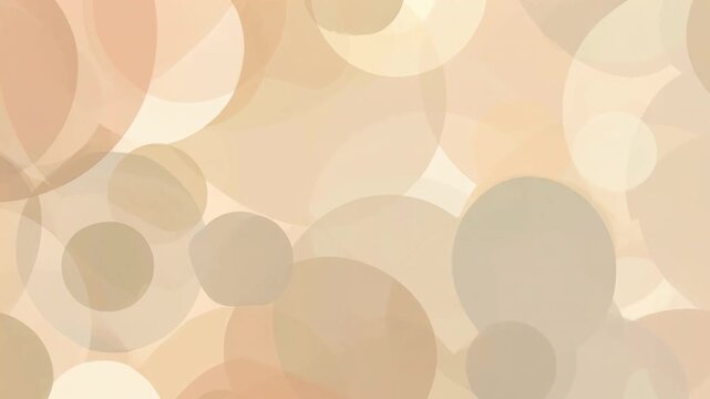 Abstract beige background with overlapping circles. Soft neutral geometric motion loop. Minimalist cream and tan animation.