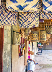 Weaved Baskets for Sale at Long Iman community near Mulu National Park, Sarawak, Borneo, Malaysia © Guy Bryant