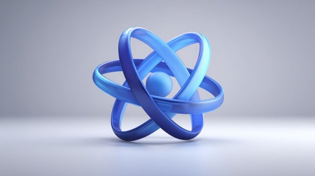 Blue ribbon rotating in an abstract quantum orbit representing awards and achievements in creative and artistic pursuits