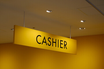Cashier Sign in a Store