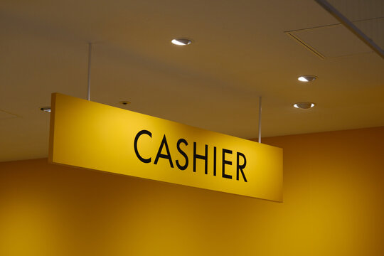 Cashier Sign in a Store