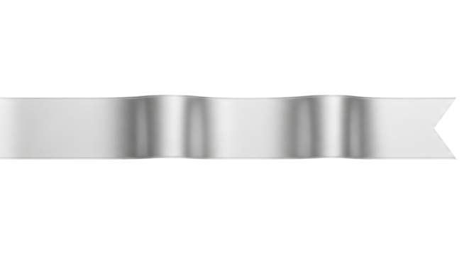 A silver ribbon with a wave-like texture on a black background.