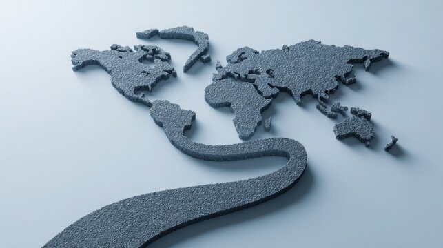 Intricate world map constructed from small metal pieces representing an ai global economy roadmap for predictions - Powered by Adobe