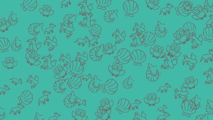 Abstract animal Pattern on Teal Background - Seamless Design.