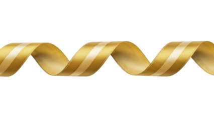  Golden white striped Christmas ribbon curl on a transparent background PNG image