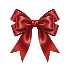 Fototapeta premium Red Satin Christmas Gift Bow on a Transparent Background PNG Image