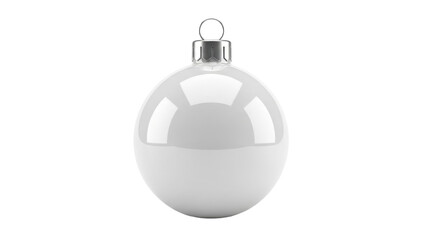 Fototapeta premium Glossy white egg shaped Christmas ornament with silver cap on a transparent background PNG image