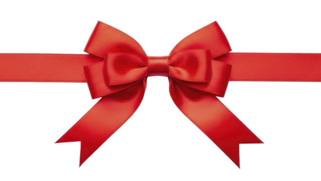 Red Christmas gift bow ribbon on a transparent background PNG image