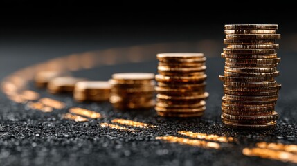 Stack of coins representing ai wealth growth roadmap and financial success in modern economic landscape