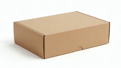Brown cardboard mailer box on white background.