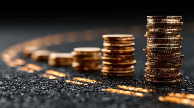 Stack of coins representing ai wealth growth roadmap and financial success in modern economic landscape