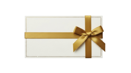  Elegant Gift Envelope with Gold Ribbon and Bow on a Transparent Background PNG image