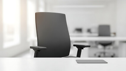 Modern black ergonomic office chair in a bright contemporary workspace.