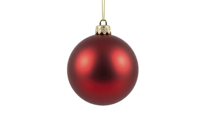 Red matte Christmas ornament hanging on a transparent background PNG image PNG file