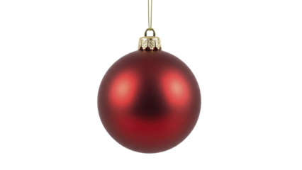 Red matte Christmas ornament hanging on a transparent background PNG image PNG file