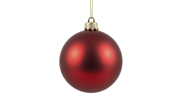 Red matte Christmas ornament hanging on a transparent background PNG image PNG file