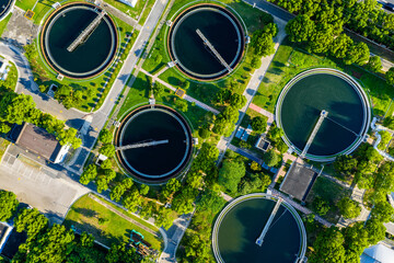 circular sedimentation tanks in wastewater treatment plant