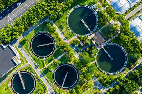 circular sedimentation tanks in wastewater treatment plant