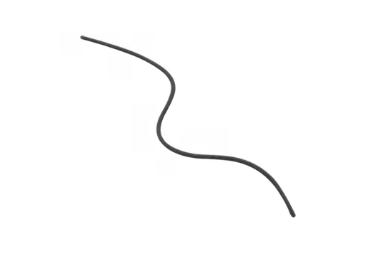 Black wavy electrical cable wire with transparent background