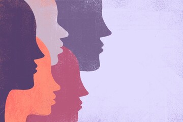 Male and Female Face Silhouettes — Gender Equality and Diversity 