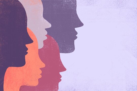 Male and Female Face Silhouettes &mdash; Gender Equality and Diversity 
