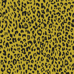 Seamless Yellow and Black Leopard Print Pattern