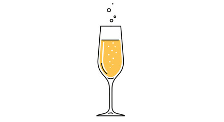 Elegant Champagne Flute Illustration with Bubbles for Festive Celebrations and Sophisticated Events
